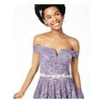 thumbnail image 3 of City Studio Womens Lace Fit & Flare Dress, Purple, Juniors, 13, 3 of 4