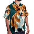 thumbnail image 2 of Corgi Dog Men's Short Sleeve Spread Collar Button Down Beach Print Casual Shirts, 2 of 6