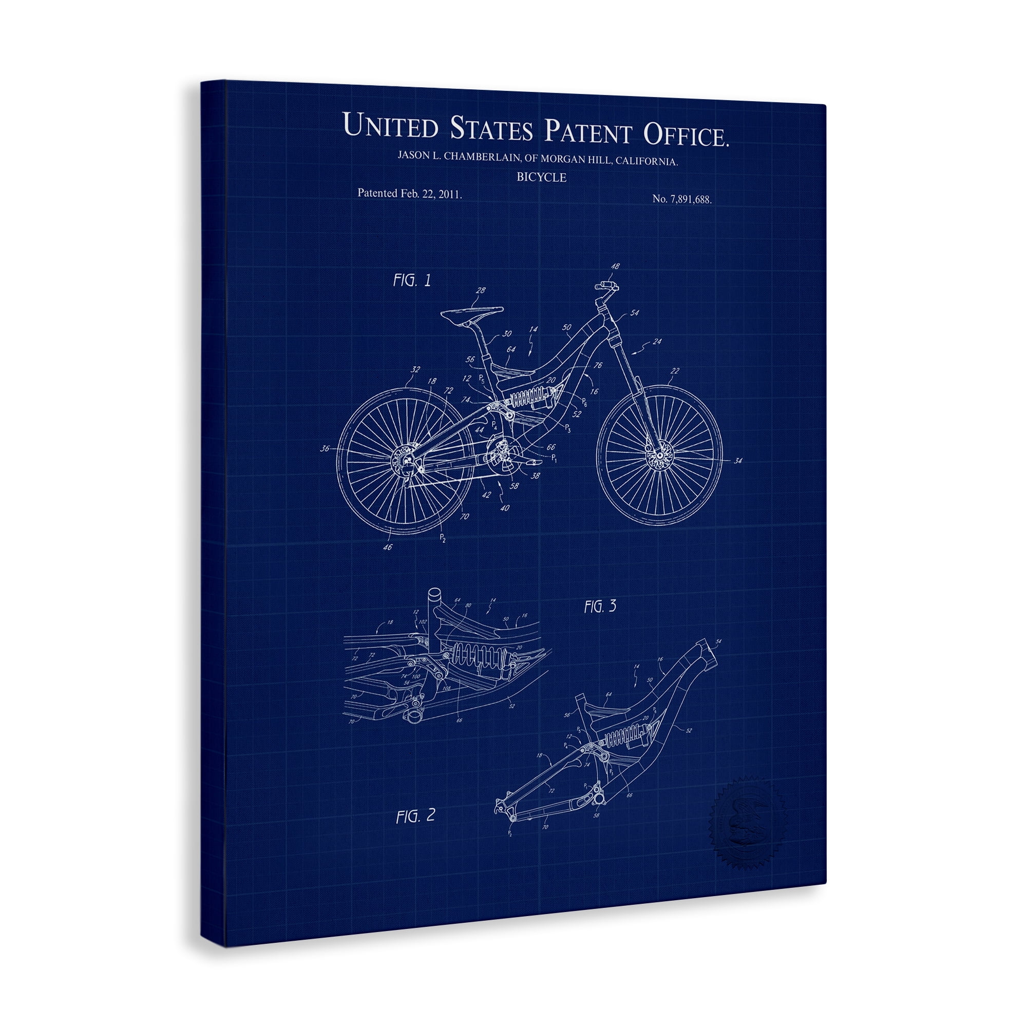 Stupell Industries Detailed Bicycle Blueprint Transportation Painting Gallery Wrapped Canvas Art Print Wall Art, 16 x 20