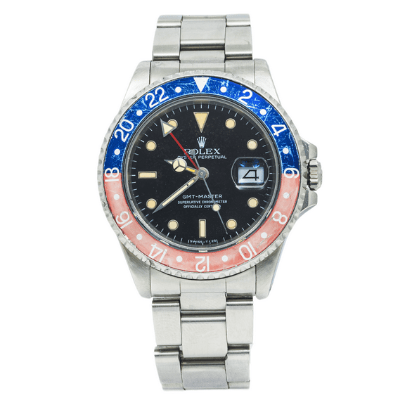 Pre-Owned Rolex GMT-Master 16700 40MM Black Dial With Stainless Steel Oyster Bracelet
