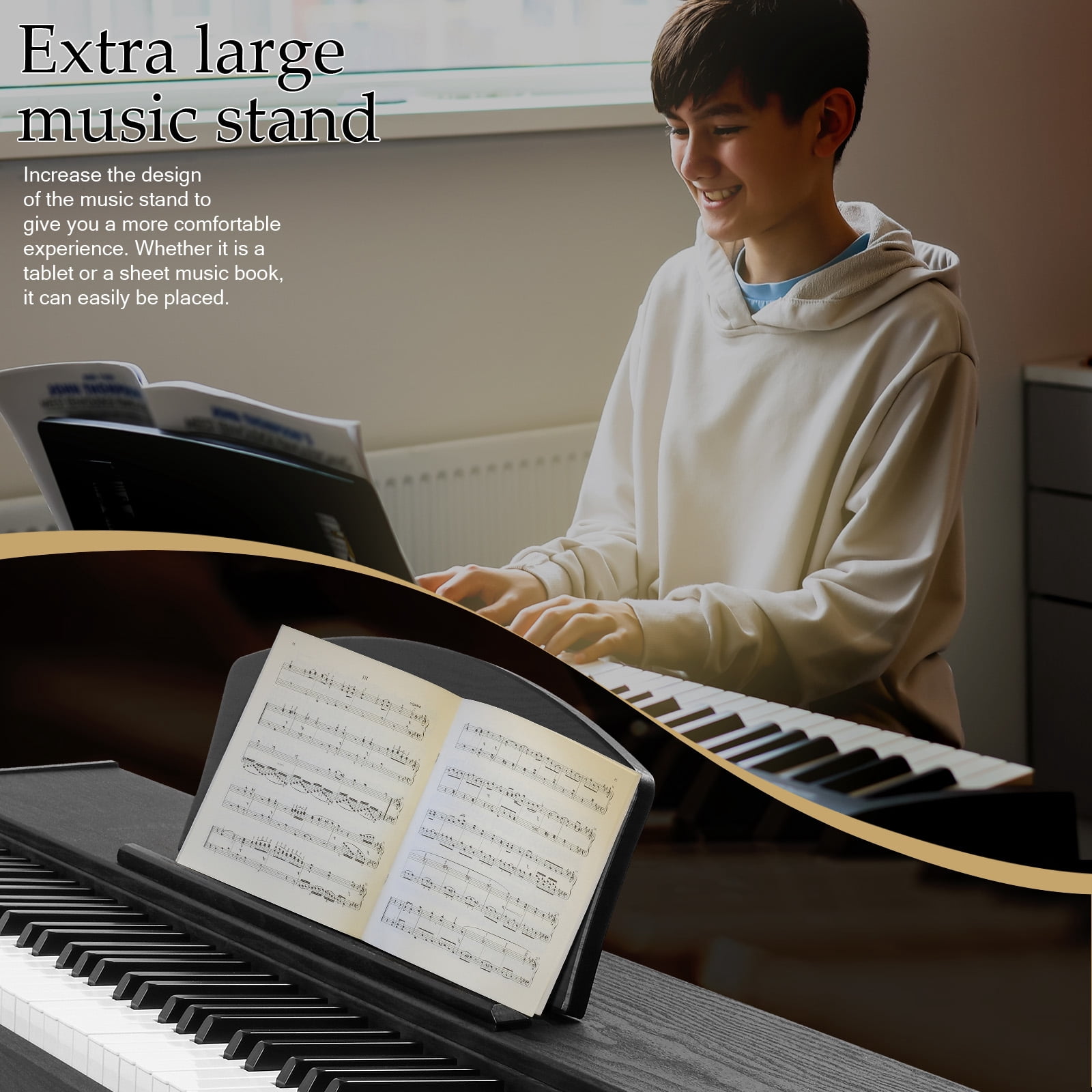 UBesGoo 88-Key Electric Piano Semi-Weighted w/Triple Pedal, Headphone, Bluetooth MIDI, Black