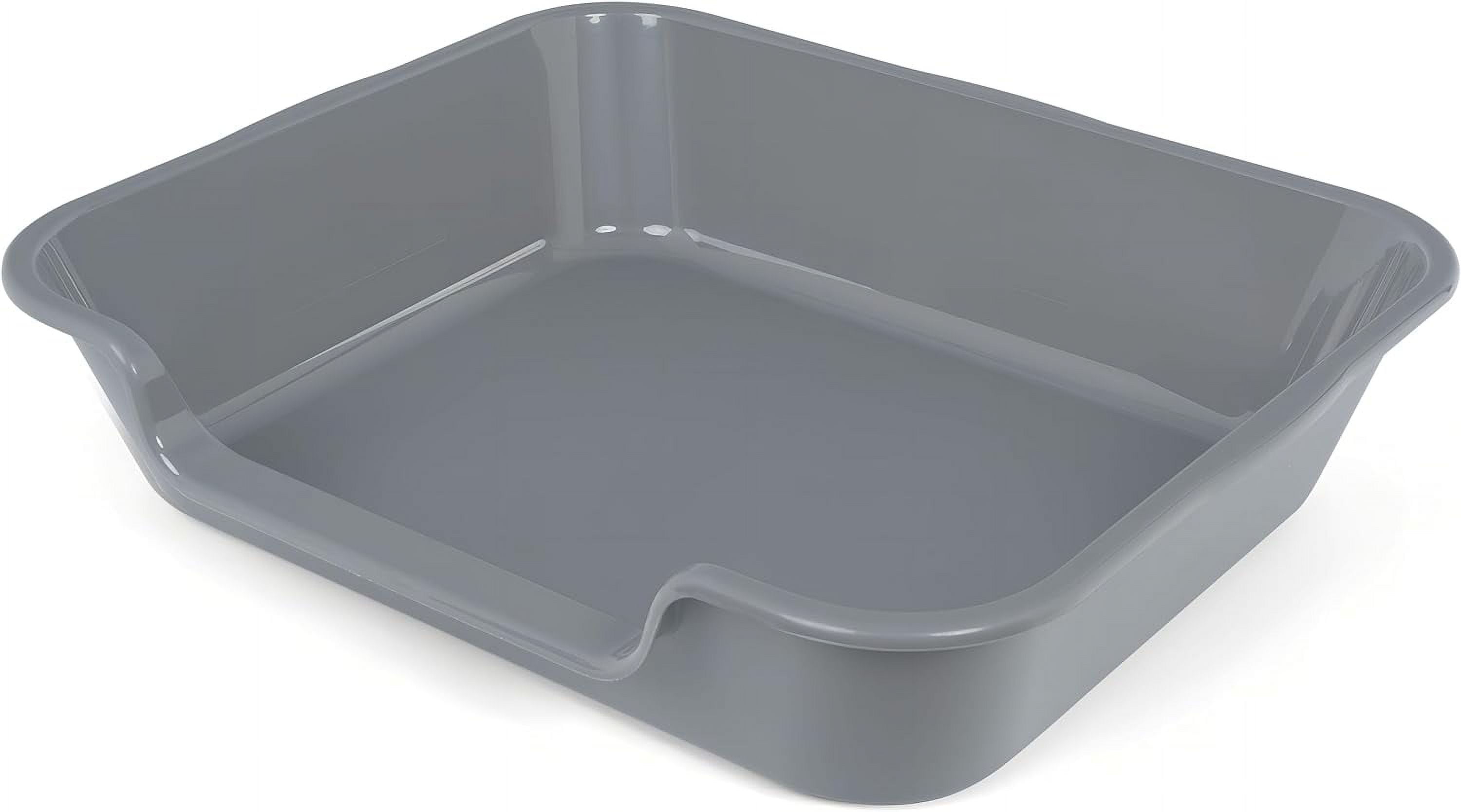 1 Pack of Extra Large Cat Litter Box (ABS Material), Low Entry Senior Litter Pen for Geriatric Kitty Big Cats, Jumbo Pet Safe Litter Boxes Tray for Pets Potty (Black, 24" L x 20" W)