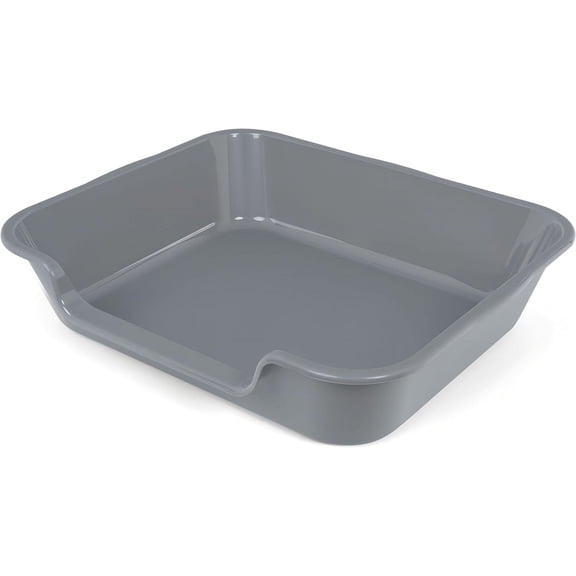1 Pack of Extra Large Cat Litter Box (ABS Material), Low Entry Senior Litter Pen for Geriatric Kitty Big Cats, Jumbo Pet Safe Litter Boxes Tray for Indoor Pets Potty (Gray, 24" L x 20" W)