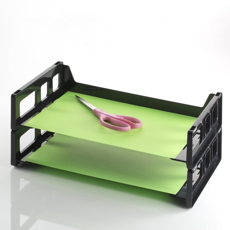 OfficeMate Side Load Letter Tray, Black 2-Pack photo 4