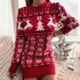 thumbnail image 2 of CEHVOM Robe Chandail de Noël pour Femme à Col Rond avec Orignal, Décontractée, en Tricot, Ample, à Manches Longues, 2 of 7