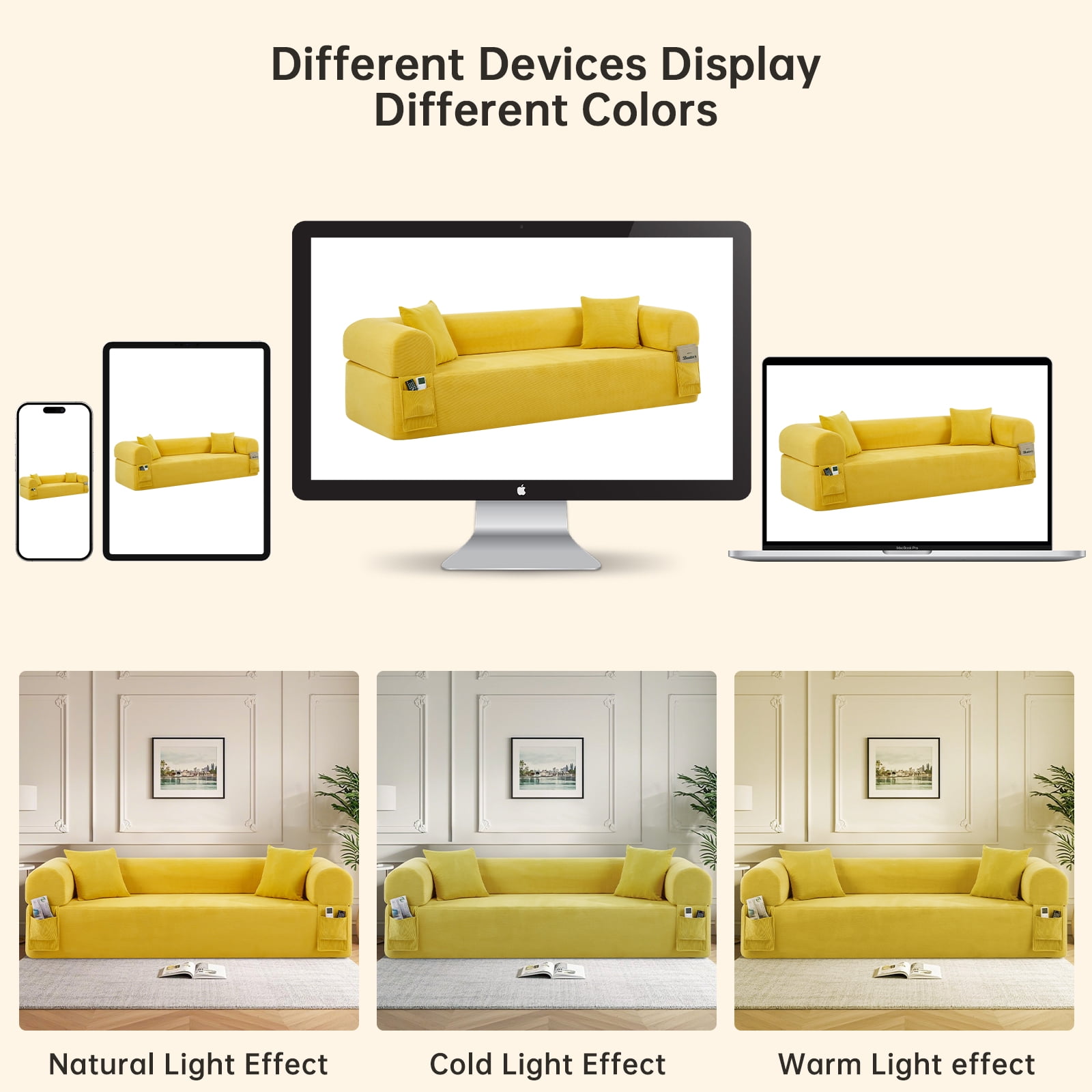 Floor Sofa Sofa-in-a-Box, No Installation & Easy to Transport Memory Foam With Individual Pocket Springs Seat