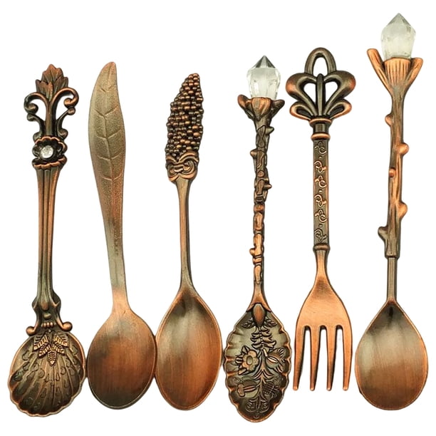 Cucharas Retro Billuyoard Vajilla Vintage ecológica tallada en bronce 11-12cm