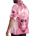 thumbnail image 3 of Pink Monkey Gorilla Men's Button Down Hawaiian Print Short Sleeve Casual Summer Beach Shirts, 3 of 6