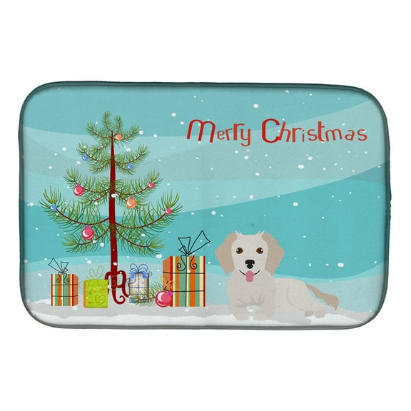 Small Greek Domestic Dog Kokoni #2 Christmas Tree Dish Drying Mat