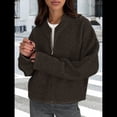 thumbnail image 4 of Suéter de Punto Grueso con Cremallera para Mujer, Abrigo de Otoño con Mangas Largas y Cuello Acanalado Marrón Oscuro M, 4 of 9