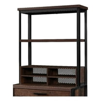 Pemberly Row Engineered Wood and Metal Utility Hutch in Barrel Oak