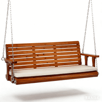 Zimtown 5FT OverSize Patio Wooden Porch Swing Swing Chair Bench with Hanging Chains for Outdoors Brown