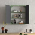 thumbnail image 2 of 23.62 "Vintage Two Door Wall Cabinet With Mirror, Three-Level Entrance Storage Space For Living Room, Bathroom, Dining Room, Green, 2 of 9