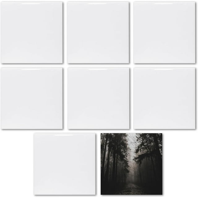 MR.R 8 Pack Sublimation Blanks 6x6 White Glossy Ceramic Tiles Crafts for Heat Press Transfer Printing Customized Photo Frame Novelty for Wedding, Birthday Gift, Decoration (15x15cm)