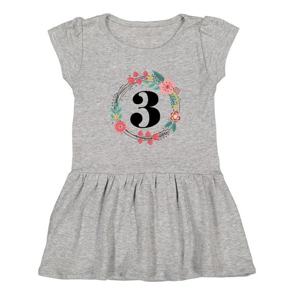 Inktastic 3rd Birthday Floral Wreath 3 Year Old Girl Girls Toddler Dress