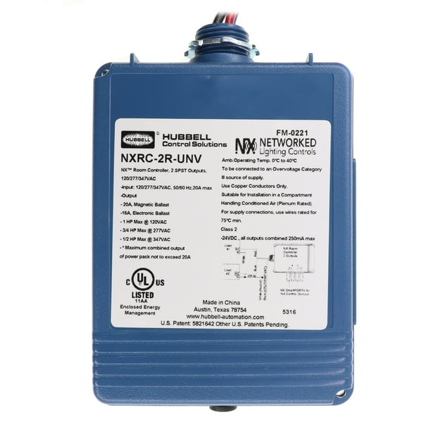 Hubbell NXRC2RUNV NX Room Controller Module, 2 SPST Outputs, 120/277V