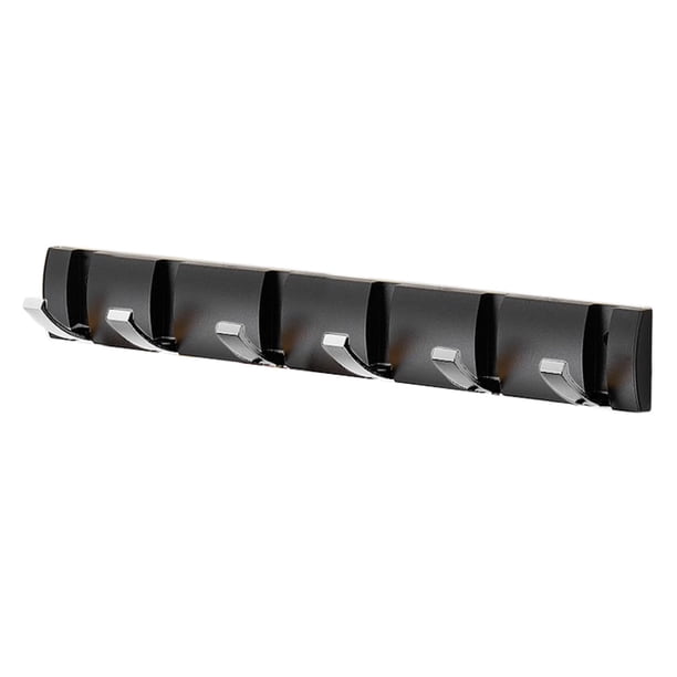 Colgador de puerta portátil ajustable de 45 grados, plegable, 6 ganchos, gancho de almacenamiento de estilo Simple, soporte para ropa, sombrero, Almacenamiento y organización del hogar Negro Plata Bewildely HA063591-05B