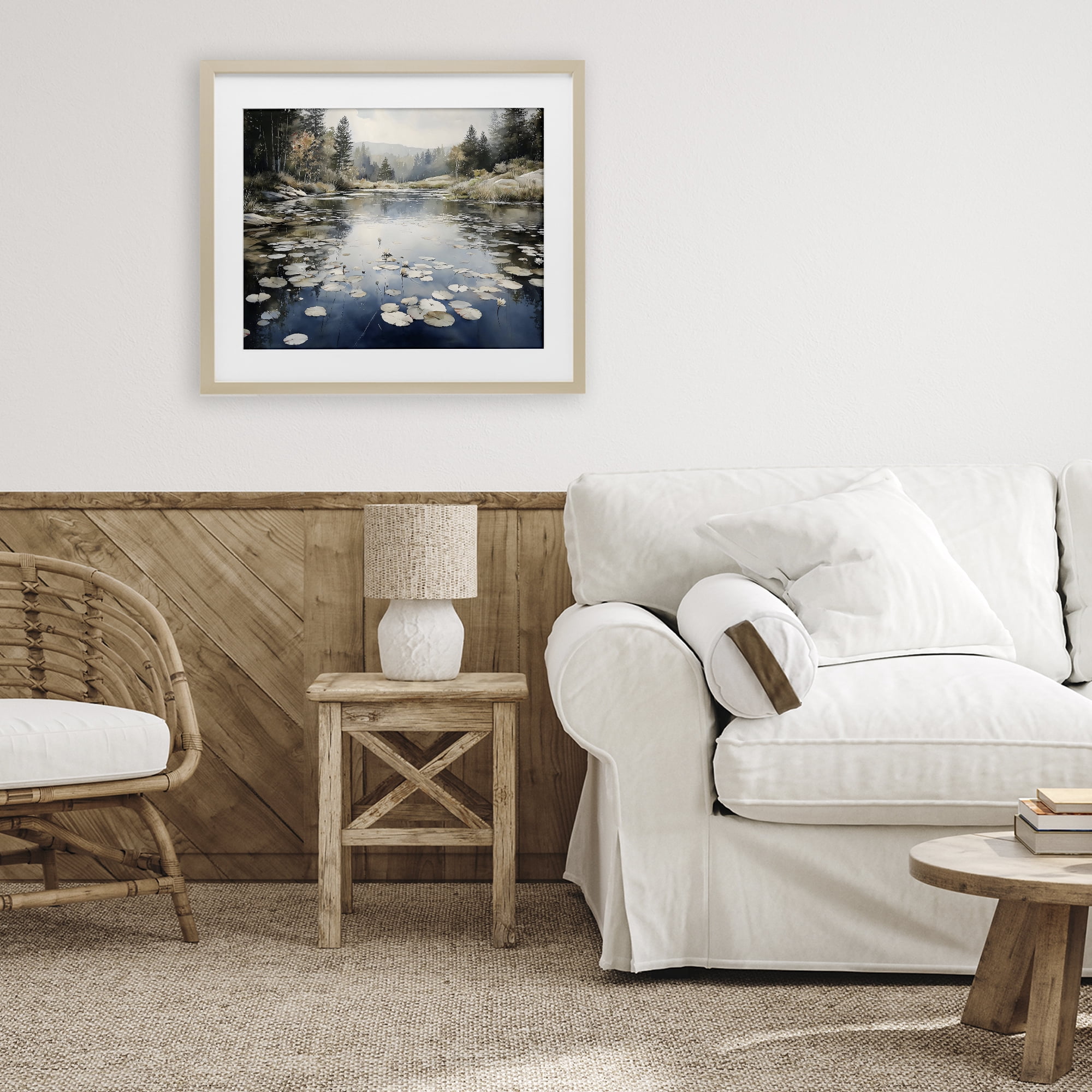 Stupell Industries Still Pond with Morning Reflections Birch Framed Print Under Glass, design by Franklyn Gregory
