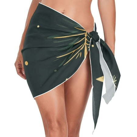 Ckdifva Christmas Snow Trees Beach Cover Up for Women Swimsuit Coverups Bikini Wrap Short Skirt