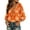 Orange, variant on Domzest Halloween Shirts for Women Spider Web Star Printed 3/4 Sleeve Shirt V Neck Tie Front Cute Pumpkin Bat Graphic Blouse Saffron XXL