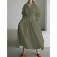 thumbnail image 2 of Elegant Women Plus Size Maxi Shirt Dress Long Sleeve Button Smocked Waist Loose Swing Long Dress with Pockets, 2 of 6
