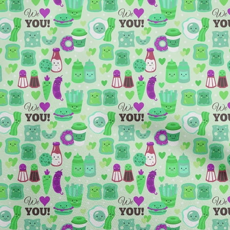 oneOone Cotton Flex Mint Fabric Breakfast Sewing Material Print Fabric By The Yard 40 Inch Wide