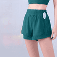 thumbnail image 1 of Pantalones deportivos de dos piezas falsos con costuras ligeras y de secado rápido Pantalones cortos deportivos de cadera color melocotón con bolsillo europeo y americano antibacteriano 3A elásticos, 1 of 4