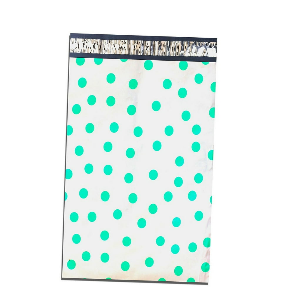 100Pack 6"x9" Teal Polka Dot FLAT POLY Mailers USPS Approved Business