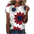 thumbnail image 4 of NSLGXD Independence Day Holiday Shirts for Women Sun Flower Print Patriotic Graphic Tee Shirts Casual Crewneck Summer Tops S-3XL, 4 of 8