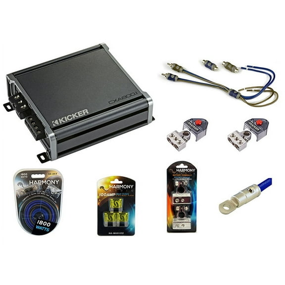 Kicker 46CXA8001 1600W Amp, HA-AK4 1800W Amp Kit & 46KISL Amp Adapter