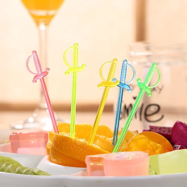 200 palillos de plástico para cócteles, para fiestas, frutas y aperitivos.
