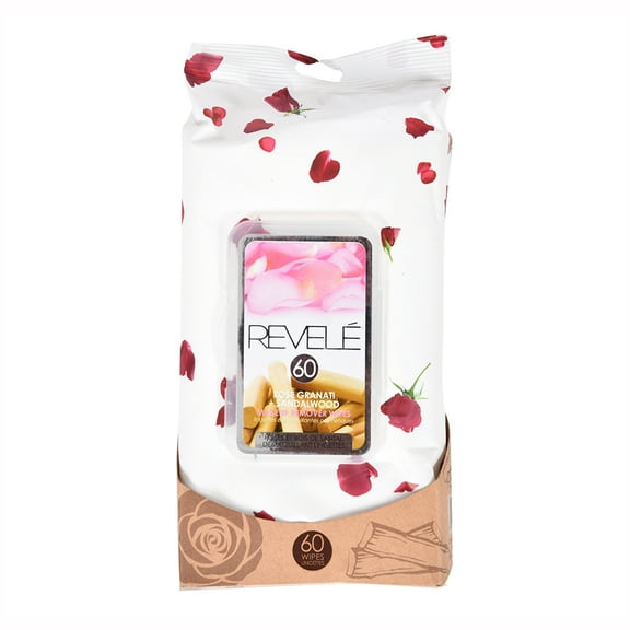 Revele Rose Granati  Sandalwood Makeup Remover Wipes 60 Sheets