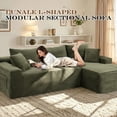 thumbnail image 2 of Lunale Small Modular Sectional Sofa with Movable Chaise, L-Shaped Boneless Cloud Couch for Living Room, Green (Right Facing Chaise), 2 of 9