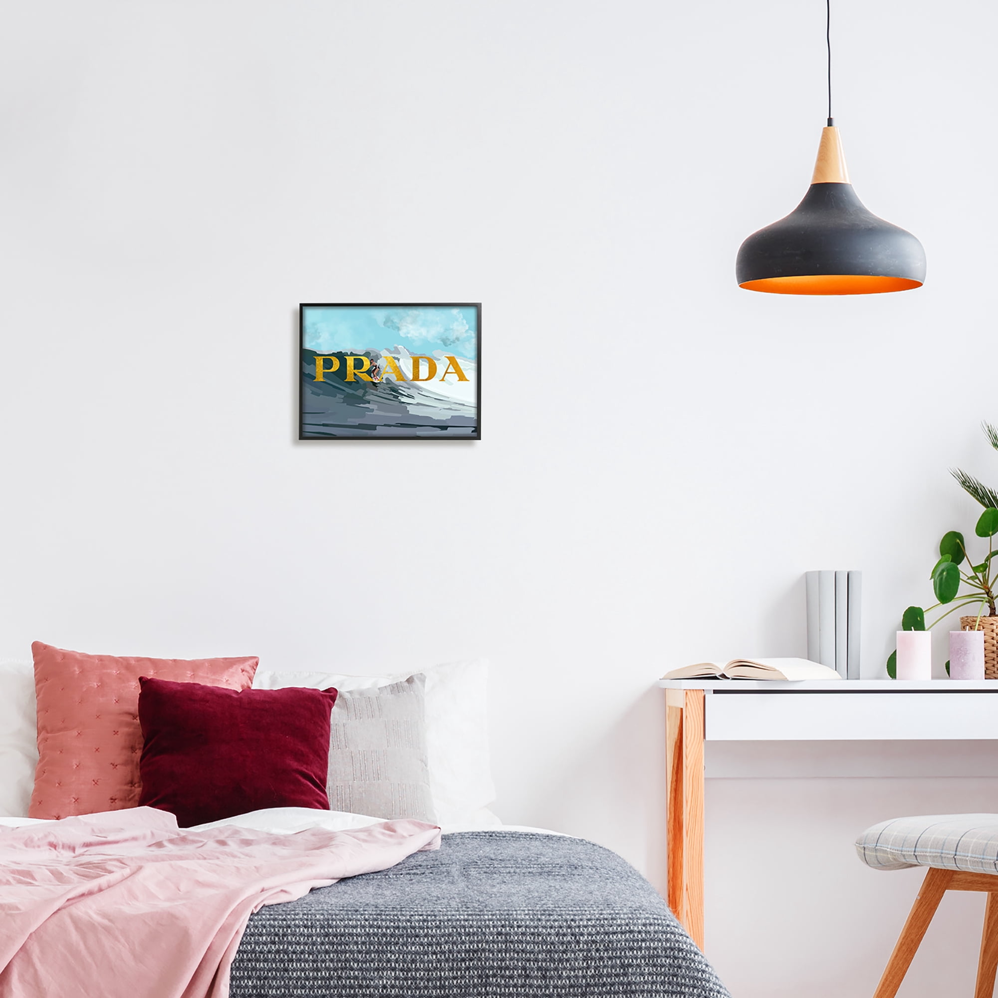 Stupell Industries Surfing with Glam Detail Nature Painting Black Framed Art Print Wall Art, 14 x 11