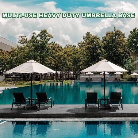 Nobrand Patio Umbrella Base, Heavy Duty Square Stainless Steel, 125lb Capacity, Black