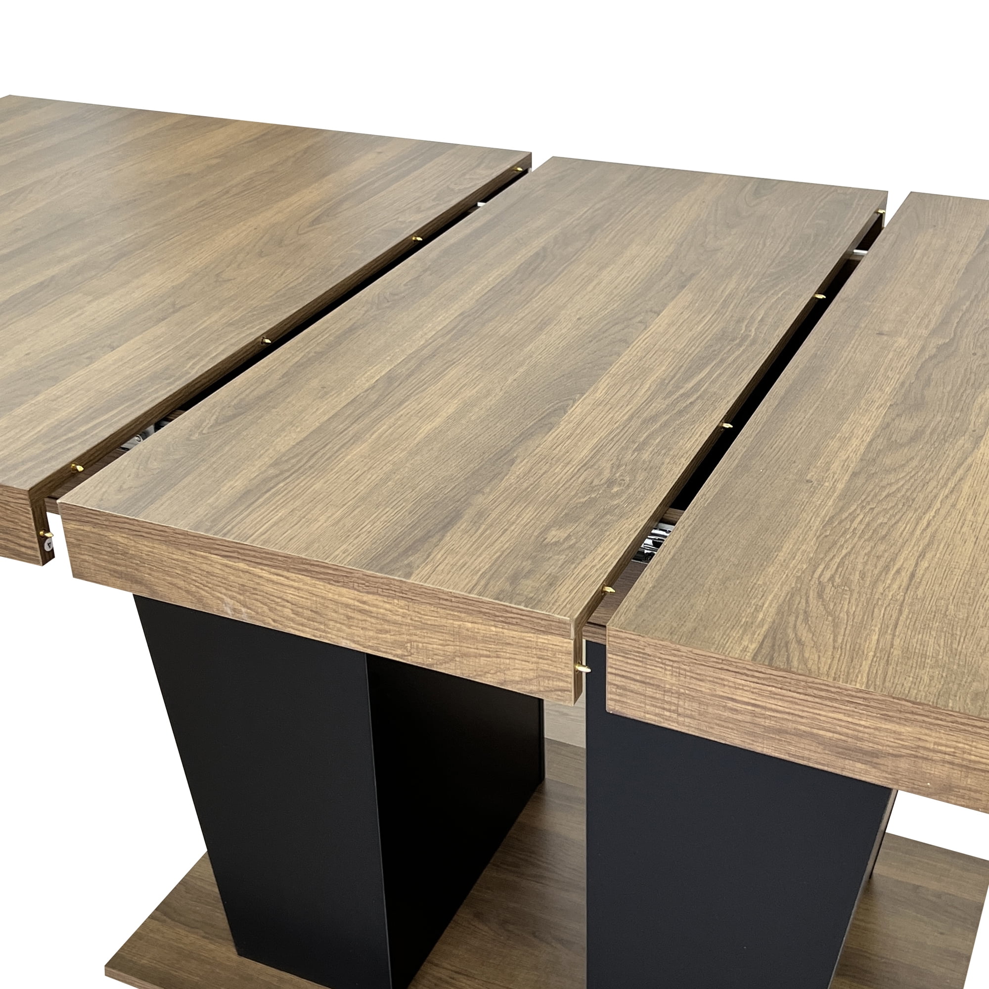 Newboti Furniture Extendable Dining Room Table for 4-10 People,Wooden Transformer Kitchen Dining Table with Black Double Sturdy Pedestal Base, Modern Expandable Large Table 47536