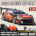 thumbnail image 3 of Wefone 1:24 RC Drift Car for Kids & Adults, 2.4GHz 4WD Remote Control Racing Car, 20KM/H High Speed, LED Lights, 2 Sets of Tires, Rechargeable Drift Car with Cones, Gift for Boys Girls Ages 14+, 3 of 9