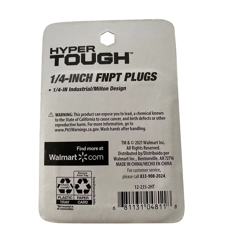 Hyper Tough Steel 1/4 inch FNPT Air Plug Set, 2 Pieces, Zinc