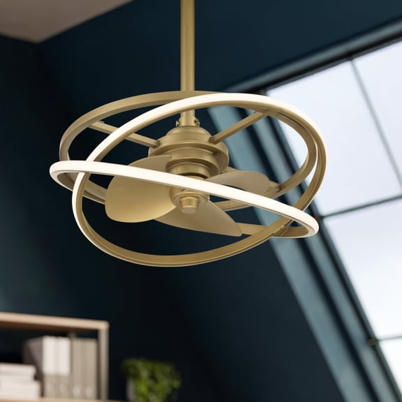 Hunter 20 inch Cirro Fandelier Luxe Gold Ceiling Fan with LED Light Kit and Handheld Remote