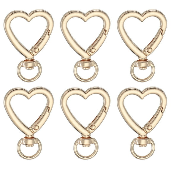 Uxcell Heart Shape Swivel Buckles, Zinc Alloy Spring Snap Keychain Clip Hanging Snap Hooks for DIY Crafts Key Chains Bag Purse Gold