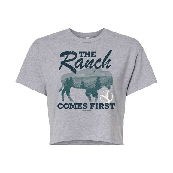 Yellowstone  - The Ranch Comes First  - Juniors Cropped Cotton Blend T-Shirt