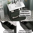 thumbnail image 5 of Euroco 30" Bathroom Vanity with Ceramic Sink and Full-Extension Drawers, Soft Close Undermount Drawer Slides, Fluted Design, Green, 5 of 9