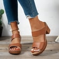thumbnail image 2 of Rokment Womens Platform High Heels Slip on Dressy Sandals 2026 Summer Fashionable Leather Fish Mouth Open Toe Chunky Block Heeled Orthotic Dress Slides Shoes for Ladies Brown Size 6.5, 2 of 7