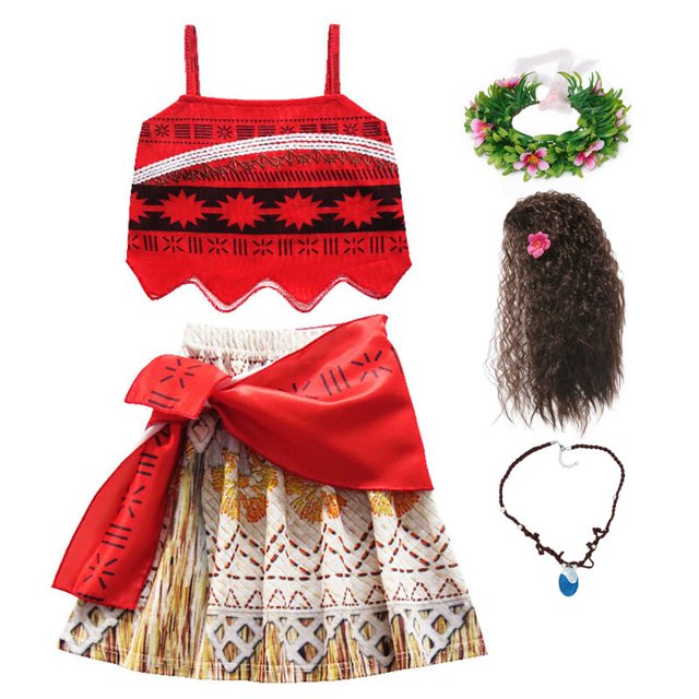 VOGUEON Moana Adventure Girls Fancy Dress Vaiana Clothing Kids Birthday Party Dress Outfits Princess Cosplay Costume Child zhangyuxiang LED
