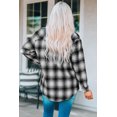 thumbnail image 1 of POGLIP Women's Black Buttons Pocketed Plaid Shacket, 1 of 6