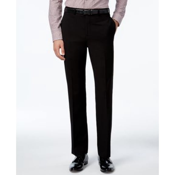 Calvin Klein Mens Slim fit Dress Pants 46 / 34 Black Solid Stretch