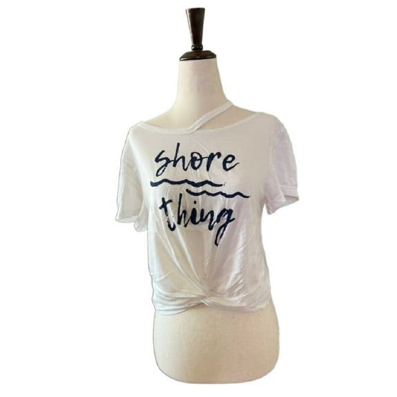 Shore Thing Twisted Knot Crop Top in White