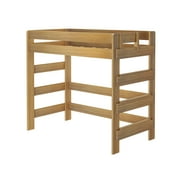 Max & Lily Solid Wood Modern Farmhouse High Loft Bed, Twin Bed Frame For Kids, Pecan