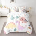 thumbnail image 2 of Feelyou Funny Jungle Dino Bedding Comforter Set 7pcs for Teens, Cute Cartoon Dinosaur Queen Bedding Sets, Animal Theme Reversible Queen Sheet Sets, Breathable Home Decor, 2 of 7