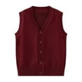 thumbnail image 4 of Atogsazn Toddler Boys V Neck Knitted Tank Top Casual Sleeveless Winter Sweater Pullover Warm Vest Clothing 02-Wine 9-10 Years Fashion, 4 of 7